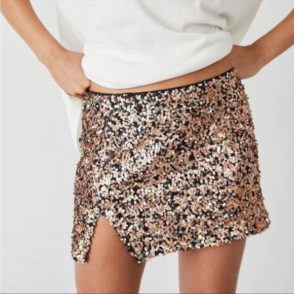 FREE PEOPLE Annalise Sequin Mini Skirt - Picture 2 of 5